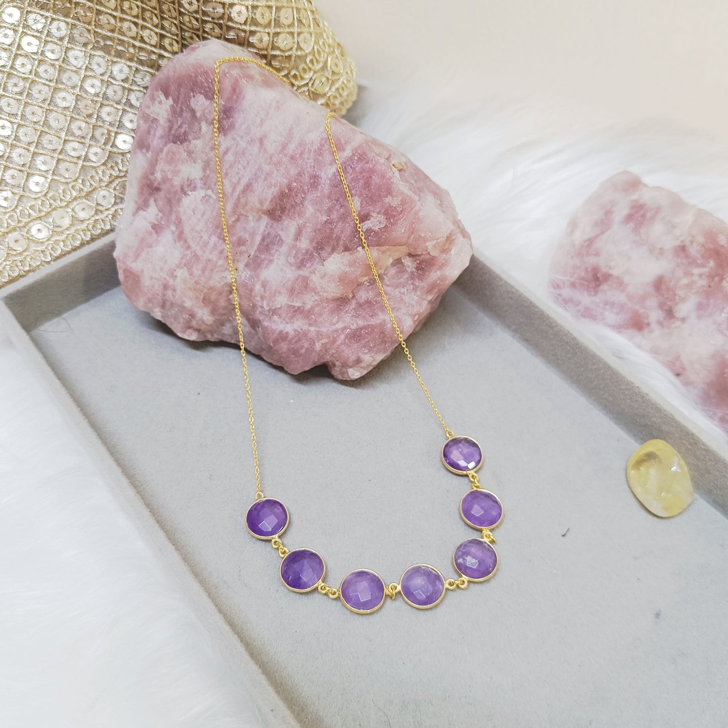 Amethyst Sterling Silver Necklace (Gold Plated)