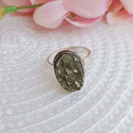 Adjustable Raw Pyrite Ring – Power, Protection & Prosperity