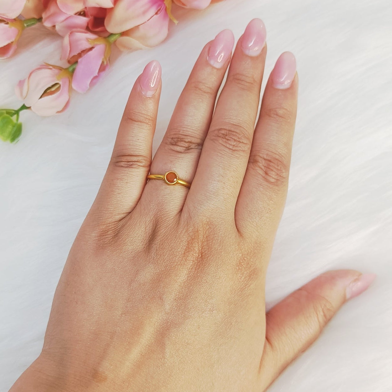 Minimal sterling silver Carnelian ring
