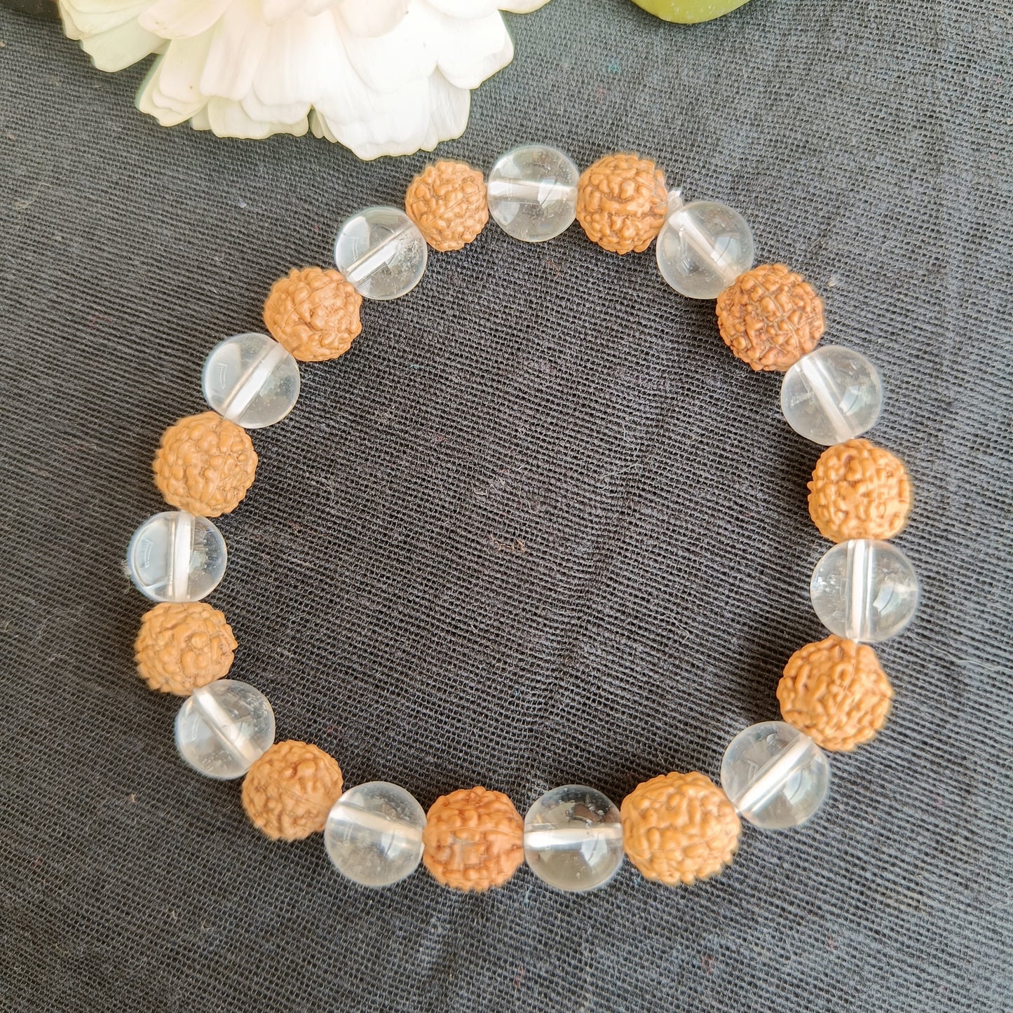 Crystal Rudraksha Bracelet – Divine Balance of Energy and Protection