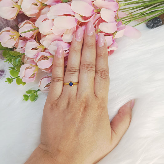 Sterling Silver Lapis Lazuli Dainty Ring (18K Gold Plated)