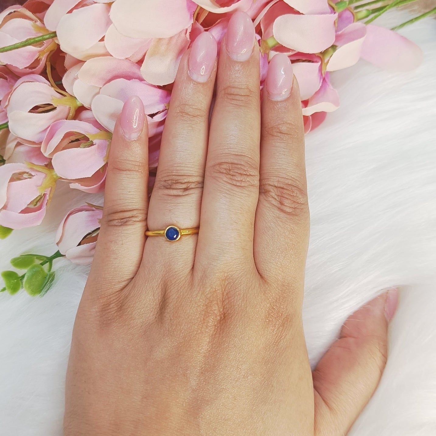 Elegant everyday Lapis Lazuli ring in gold plated sterling silver – Gemsara