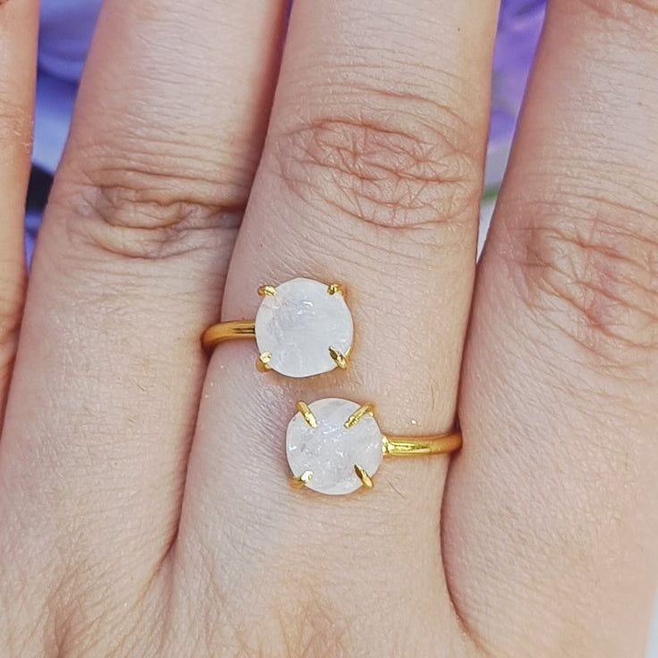 Natural Moonstone double crystal ring – Gemsara
