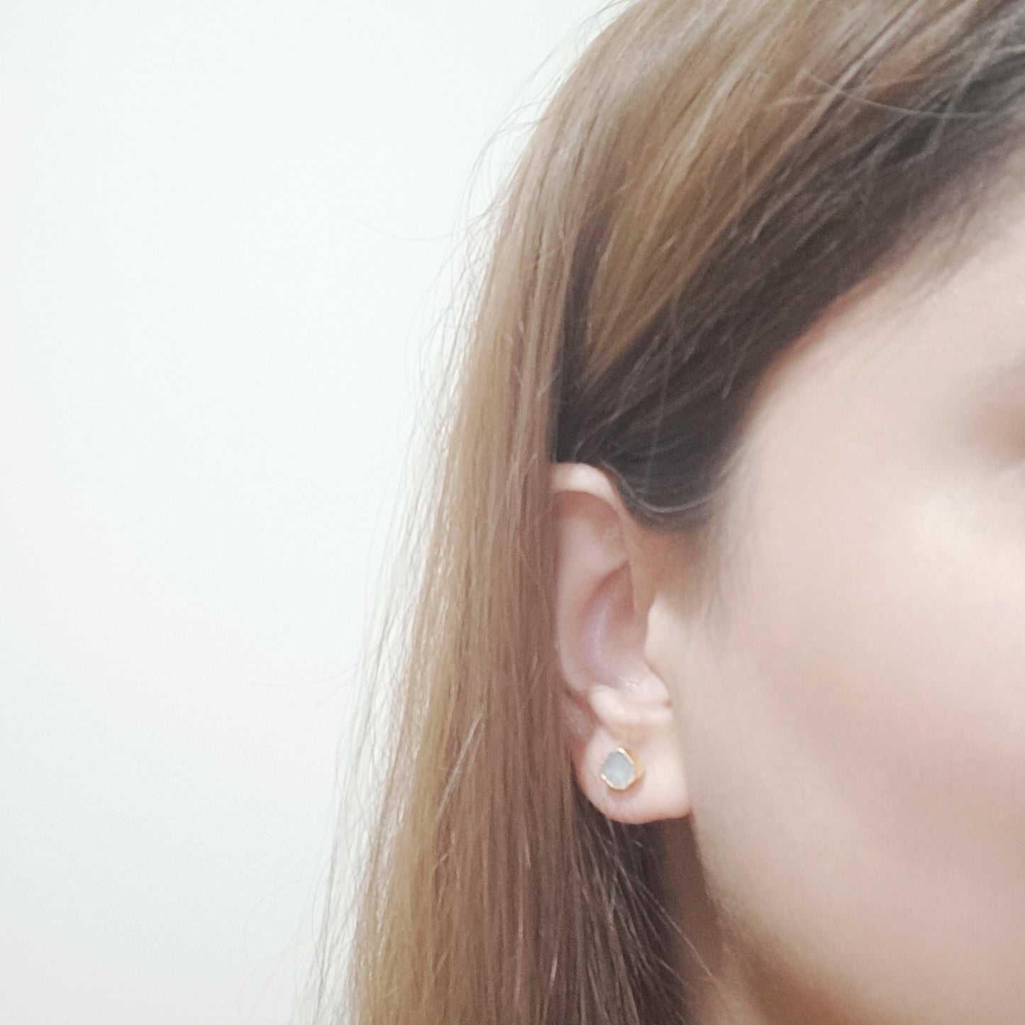 Raw Moonstone Stud Earrings in Sterling Silver 925