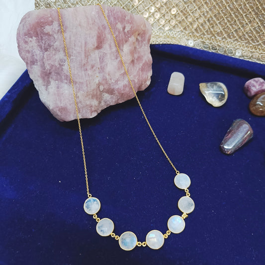 Moonstone Sterling Silver Necklace (Gold-Plated)