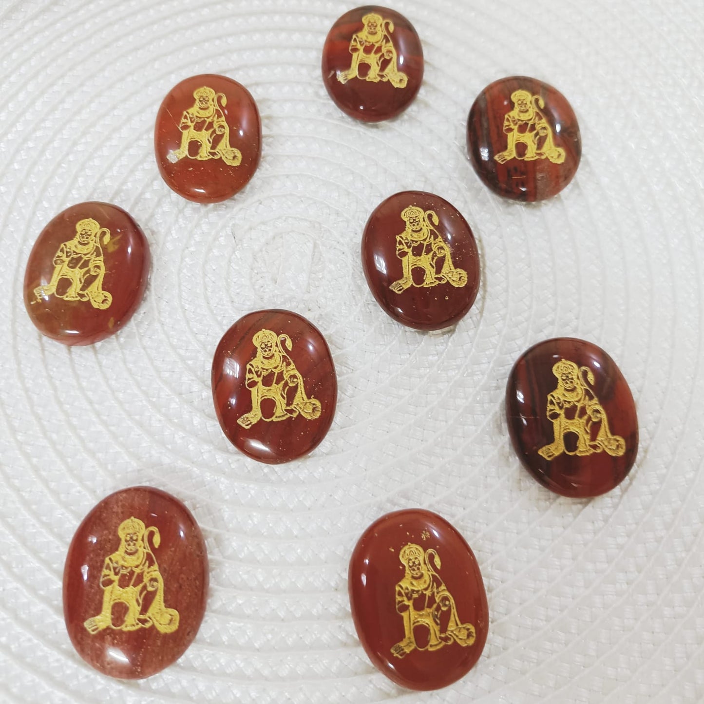 Hanuman Ji Protection Coin on Red Jasper