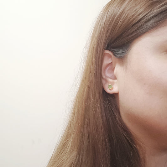 Raw Peridot Stud Earrings in Sterling Silver 925