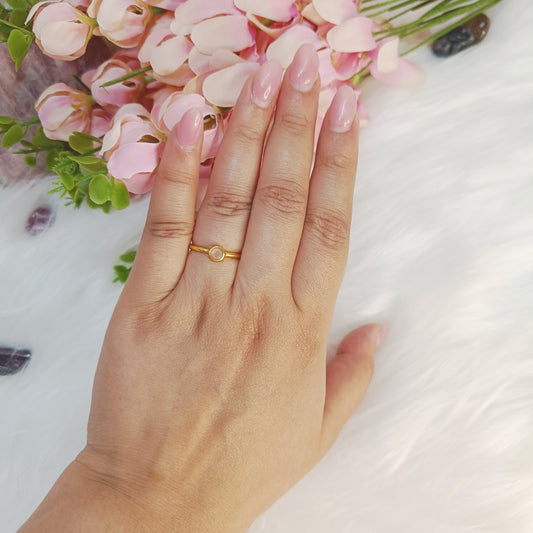 Sterling Silver Rose Quartz Dainty Ring (18K Gold Plated)