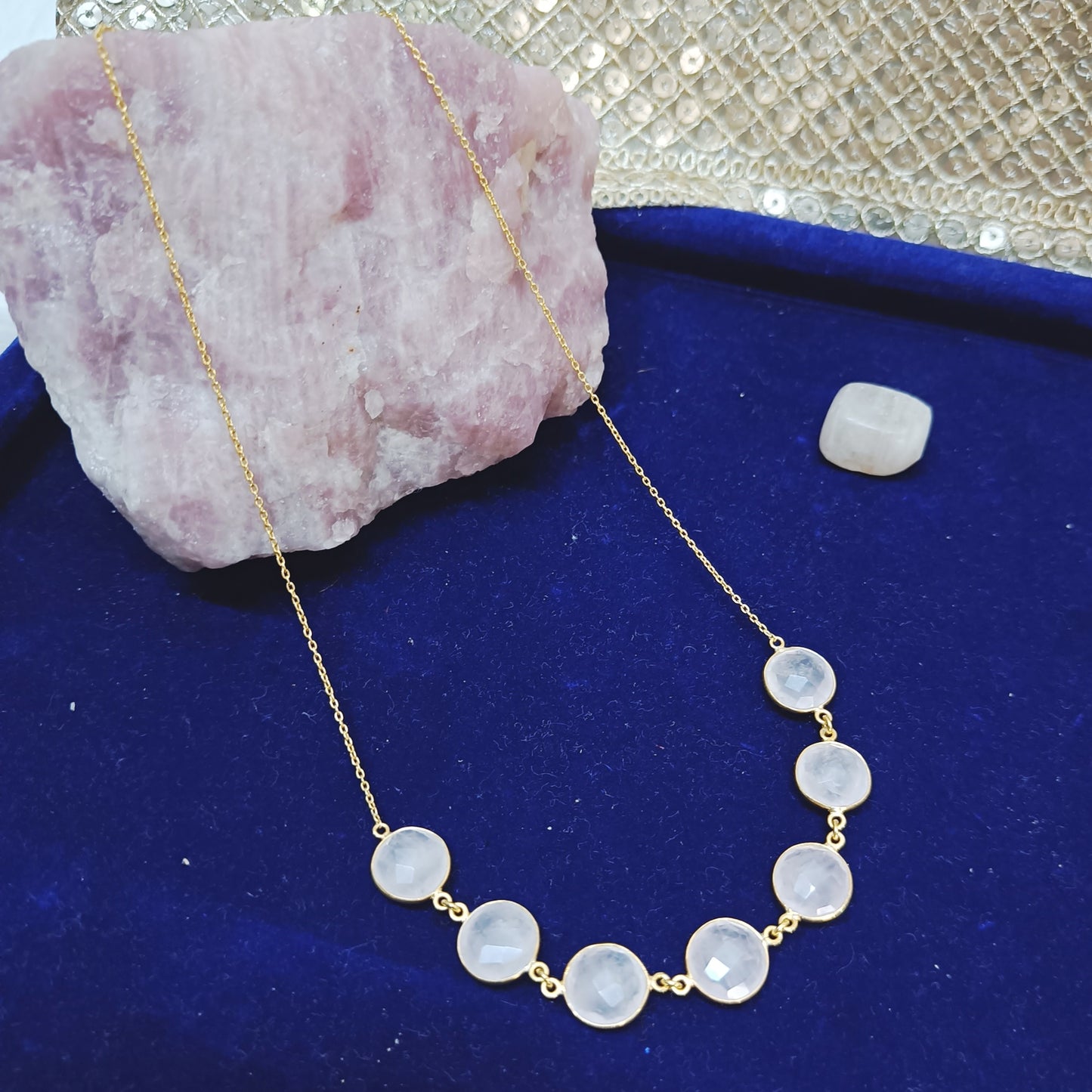 Rose Quartz Sterling Silver Necklace (Gold-Plated)