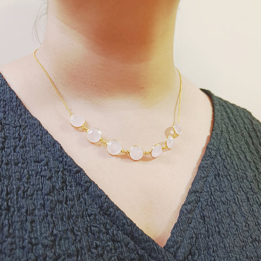 Rose Quartz Sterling Silver Necklace (Gold-Plated)