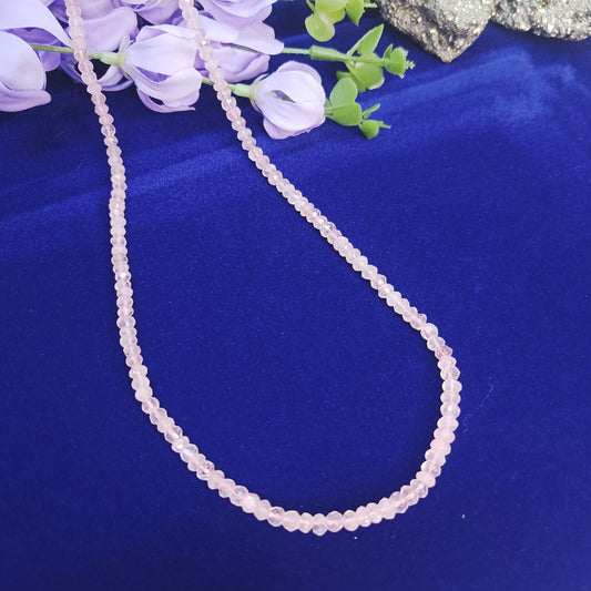 Rose Quartz Necklace | Natural Faceted Beads | Love, Beauty, Calm, Healing