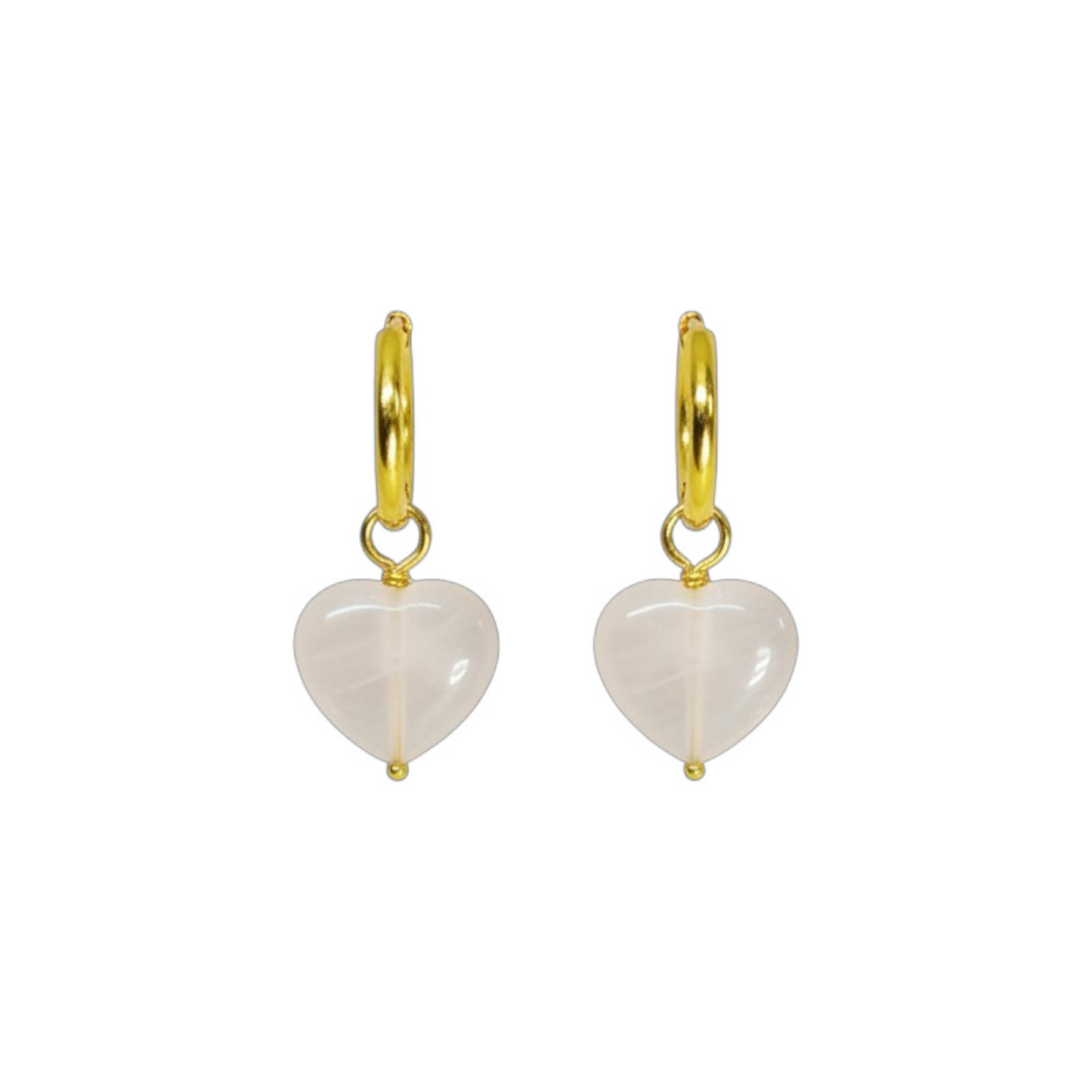 rose quartz heart shaped hoop earring