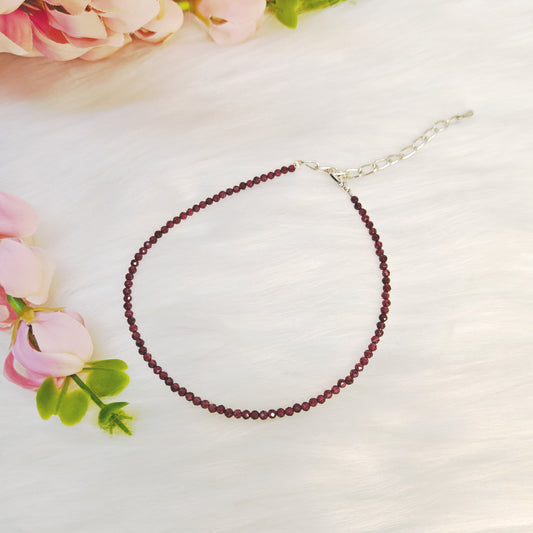 Natural Garnet Anklet for women, beaded anklet