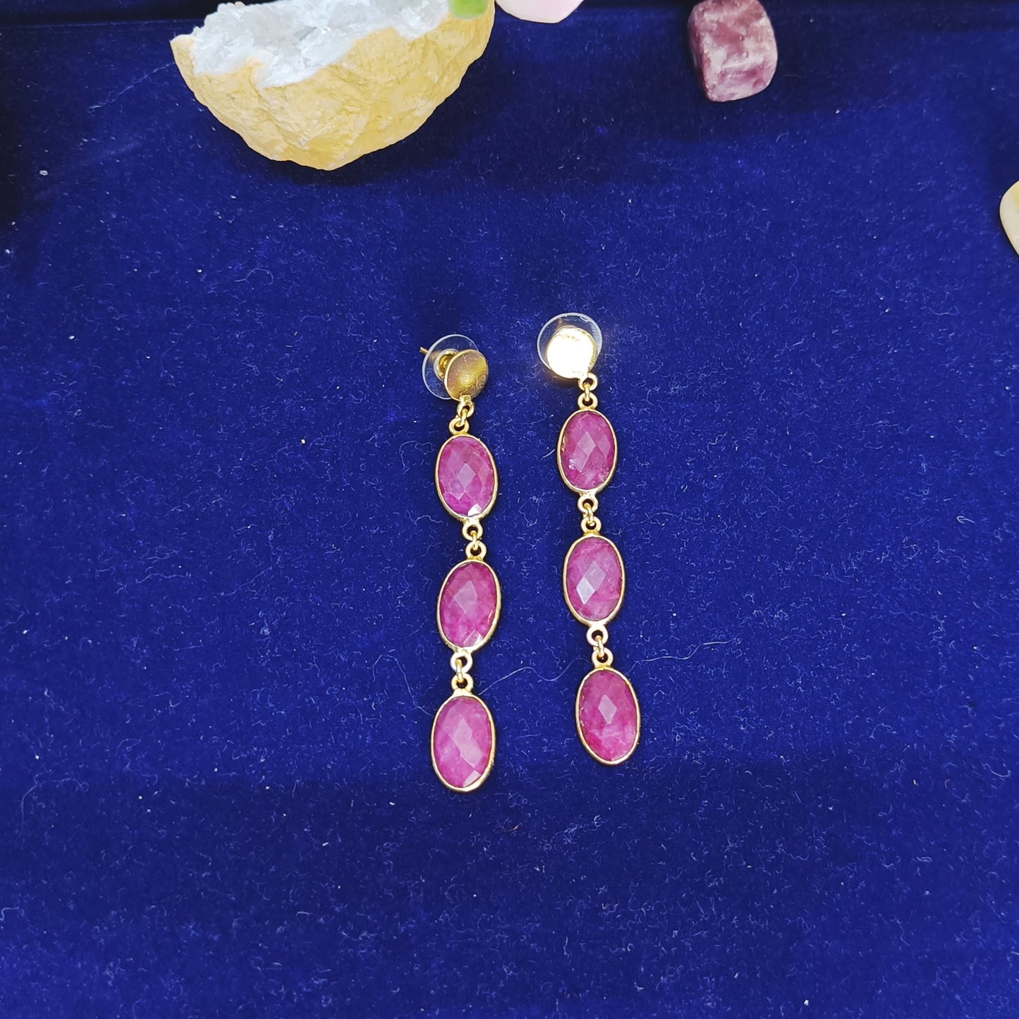 Vibrant ruby toned natural gemstone earrings by Gemsara