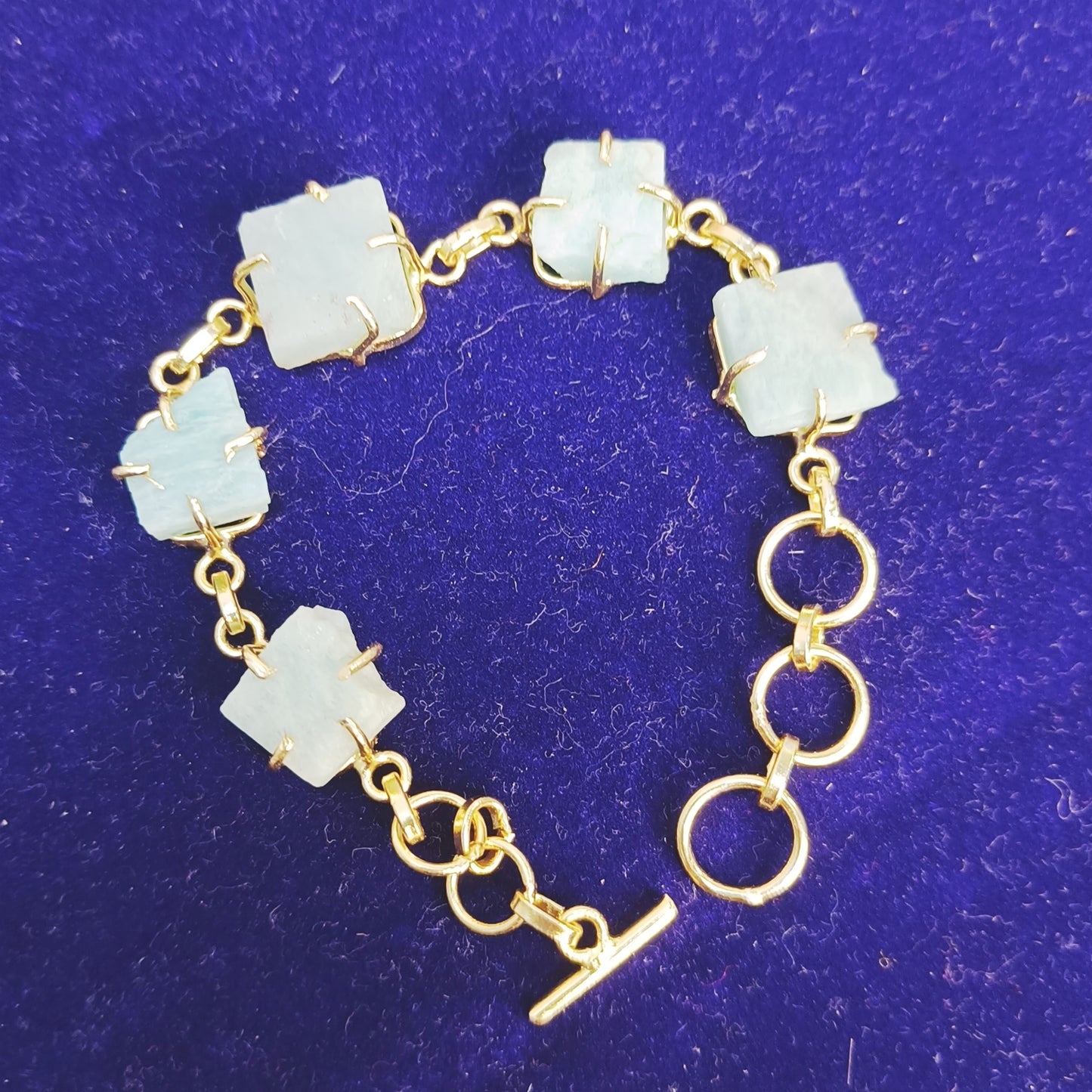 Amazonite Raw Stone Bracelet (Gold-Plated Brass)