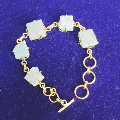 Amazonite Raw Stone Bracelet (Gold-Plated Brass)