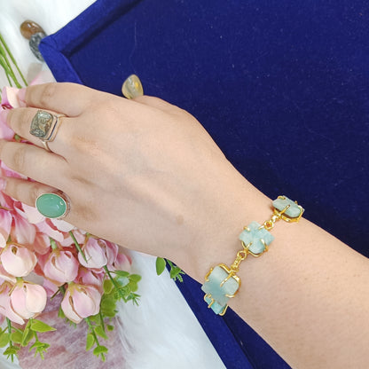 Amazonite Raw Stone Bracelet (Gold-Plated Brass)