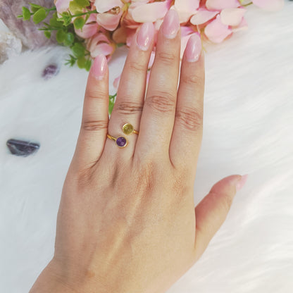 Peridot–Amethyst Toi et Moi Ring (Gold-Plated Sterling Silver) | Theme: Overall Wellness