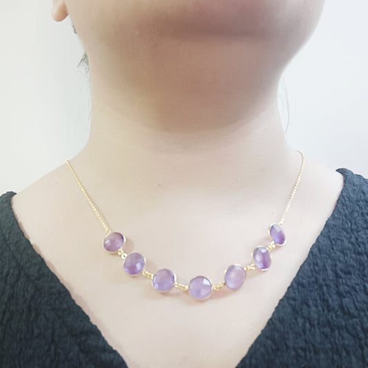 Amethyst Sterling Silver Necklace (Gold Plated)