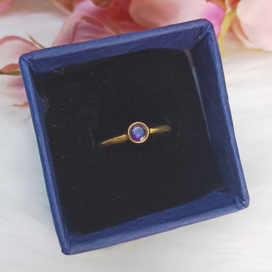 Sterling Silver Amethyst Dainty Ring (18K Gold Plated)