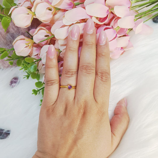 Sterling Silver Amethyst Dainty Ring (18K Gold Plated)