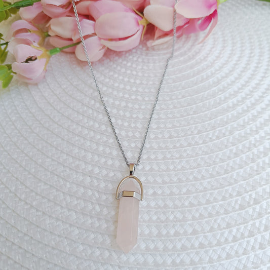 Rose Quartz Pointed Necklace