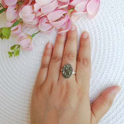 Adjustable Raw Pyrite Ring – Power, Protection & Prosperity