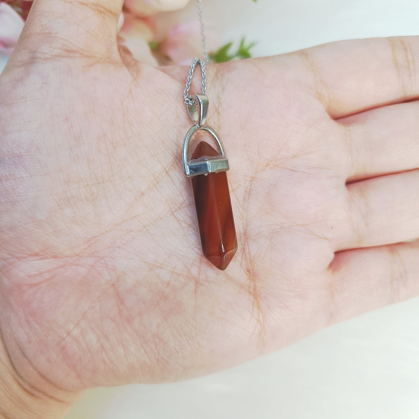 Carnelian Pencil Pendant – with Complimentary  Chain