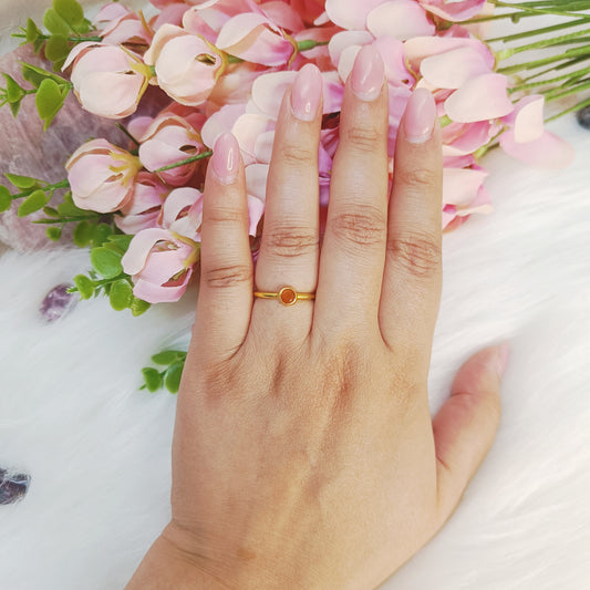 Sterling Silver Carnelian Dainty Ring (18K Gold Plated)