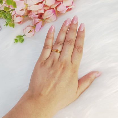 Sterling Silver Carnelian Dainty Ring (18K Gold Plated)