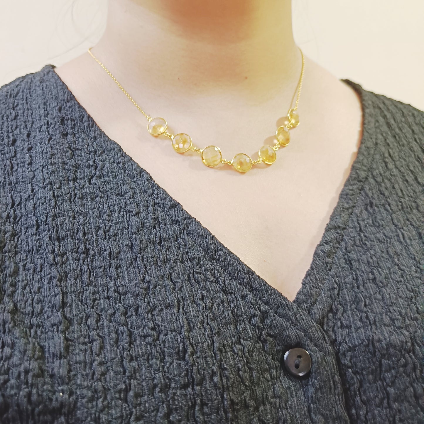 Citrine Sterling Silver Necklace (Gold-Plated)
