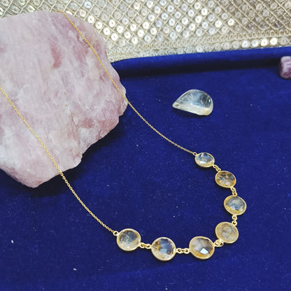 Citrine Sterling Silver Necklace (Gold-Plated)