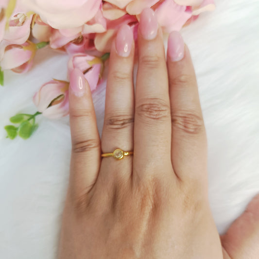 Sterling Silver Citrine Dainty Ring (18K Gold Plated)
