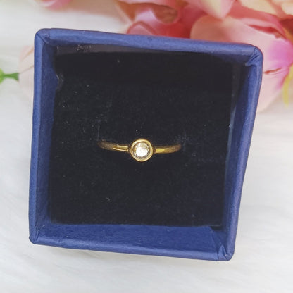 Sterling Silver Citrine Dainty Ring (18K Gold Plated)