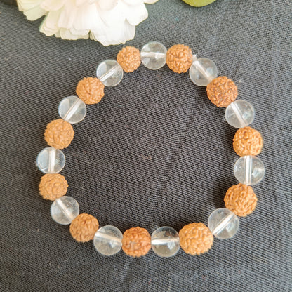 Crystal Rudraksha Bracelet – Divine Balance of Energy and Protection