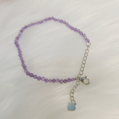 2mm Faceted Crystal Bracelet | Amethyst, Rose Quartz, Lapis Lazuli, Multi Tourmaline, Pyrite, Green Aventurine