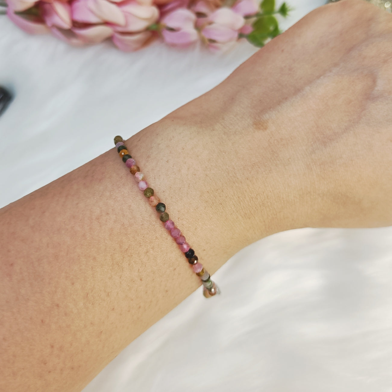 2mm Faceted Crystal Bracelet | Amethyst, Rose Quartz, Lapis Lazuli, Multi Tourmaline, Pyrite, Green Aventurine