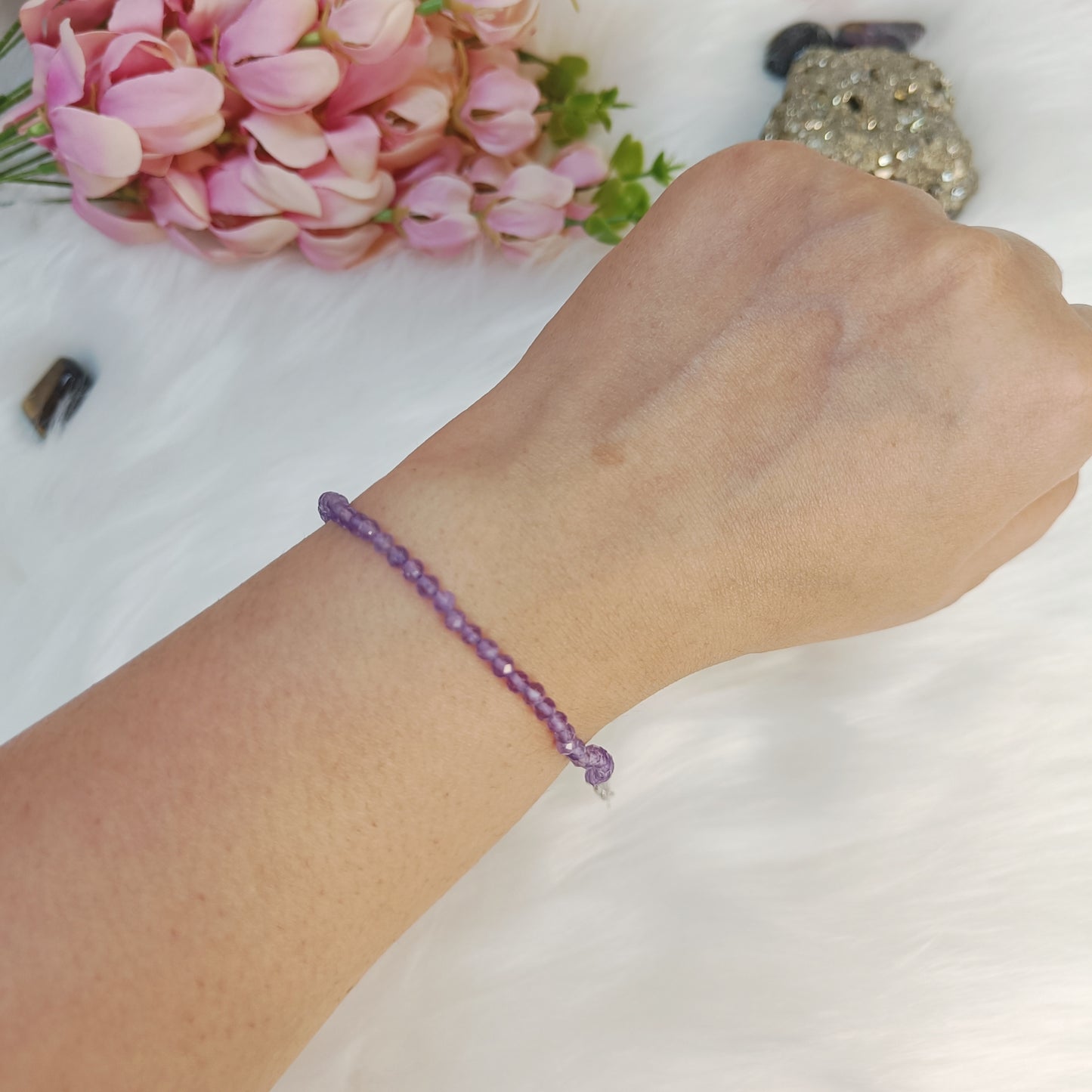 2mm Faceted Crystal Bracelet | Amethyst, Rose Quartz, Lapis Lazuli, Multi Tourmaline, Pyrite, Green Aventurine