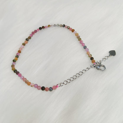 2mm Faceted Crystal Bracelet | Amethyst, Rose Quartz, Lapis Lazuli, Multi Tourmaline, Pyrite, Green Aventurine