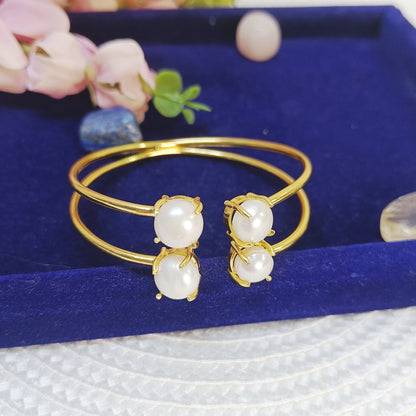 Freshwater pearl bangles with 4 pearls - a graceful and elegant party wear piece