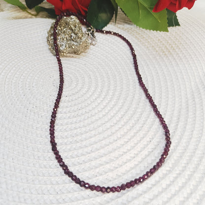 Garnet Necklace | Natural Faceted Beads | Passion, Vitality, Charm