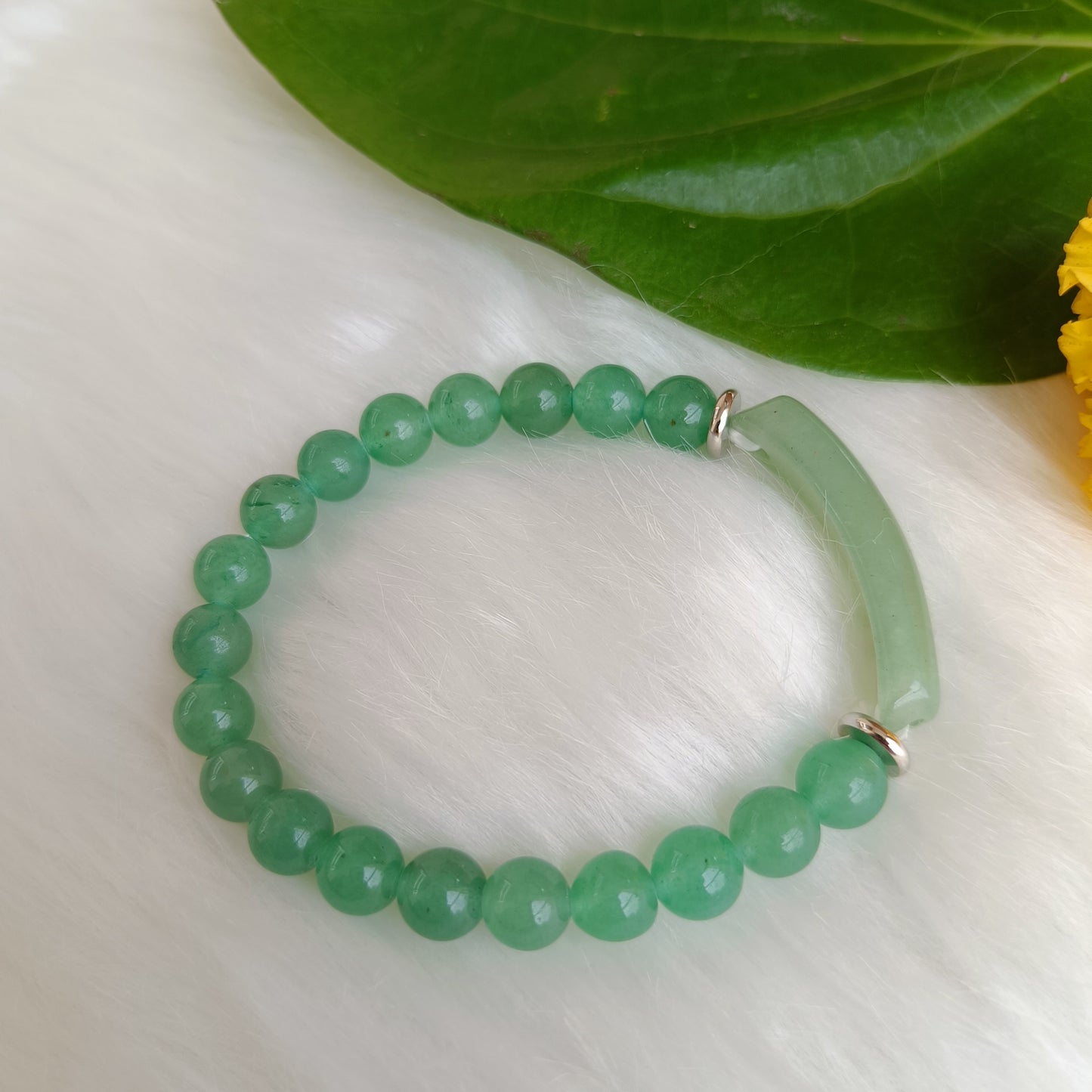 Green Aventurine Statement Bracelet with a long bead