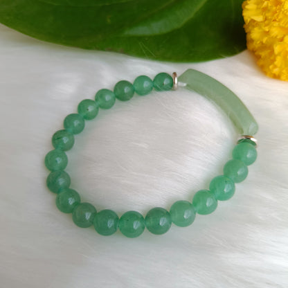 Green Aventurine Stylish Bracelet with 8mm Green Aventurine beads and a statement long bead