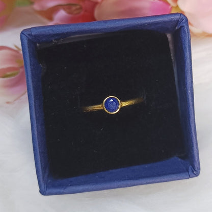 Sterling Silver Lapis Lazuli Dainty Ring (18K Gold Plated)