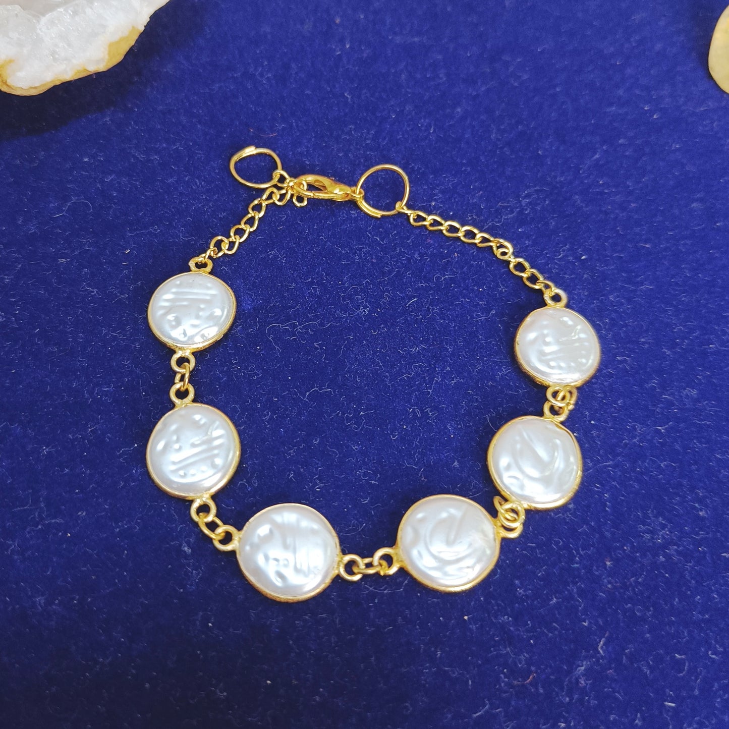 Mother of Pearl Link Bracelet (Gold-Plated Brass)