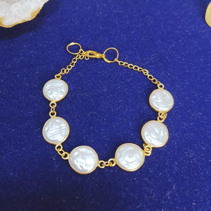 Mother of Pearl Link Bracelet (Gold-Plated Brass)