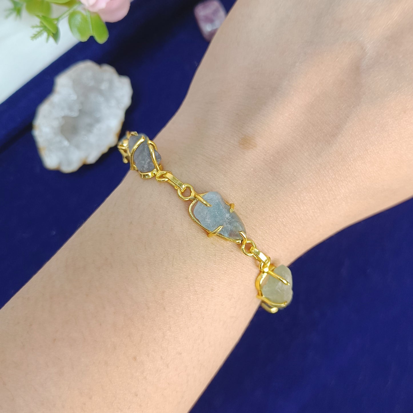 Mixed Raw Stone Bracelet (Gold-Plated Brass)