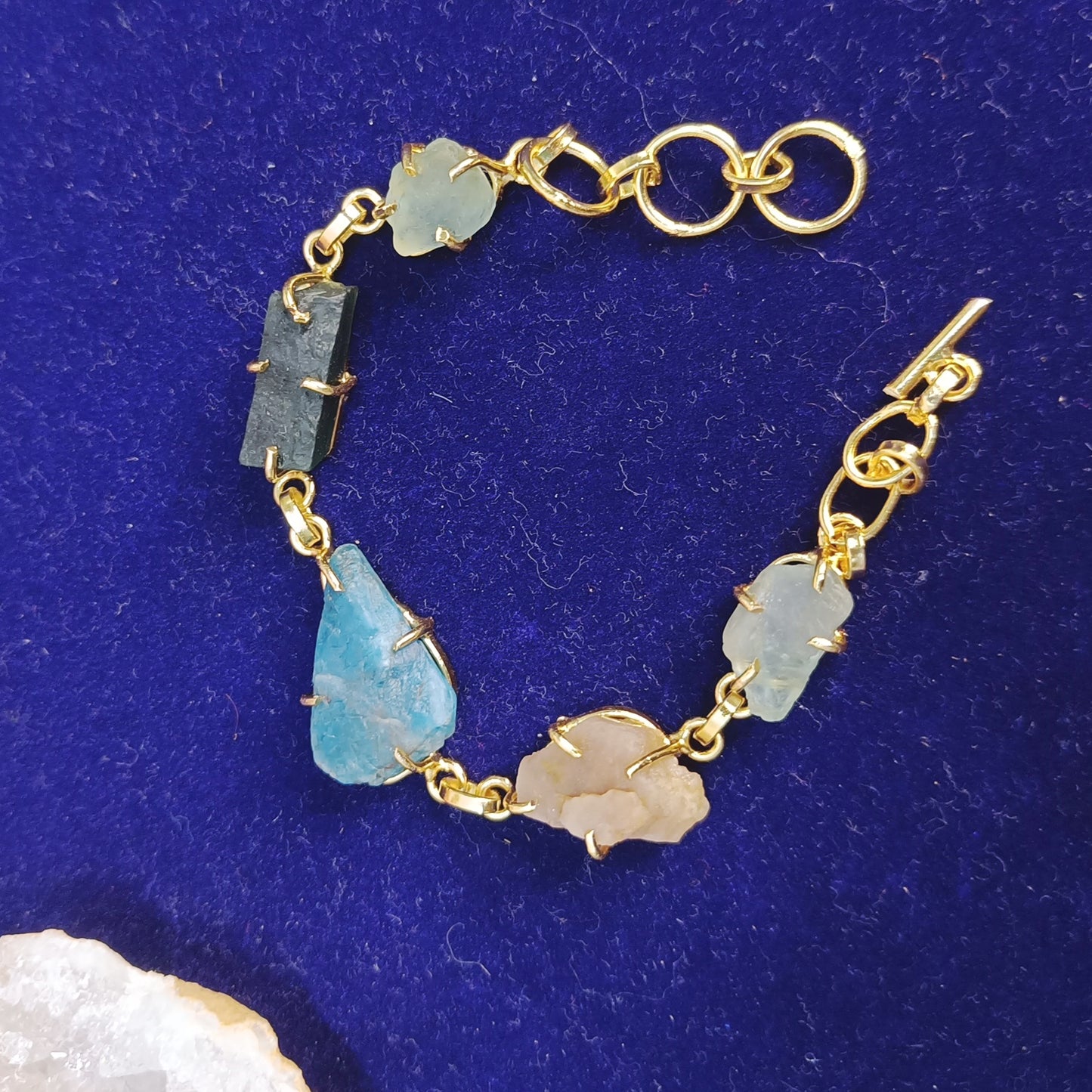 Mixed Raw Stone Bracelet (Gold-Plated Brass)