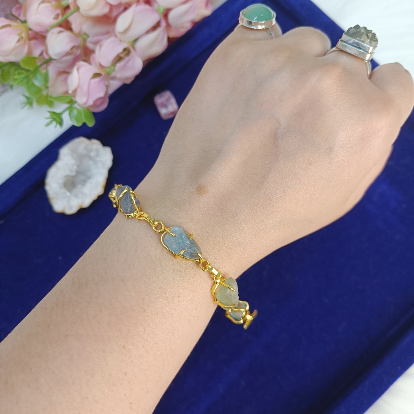 Mixed Raw Stone Bracelet (Gold-Plated Brass)
