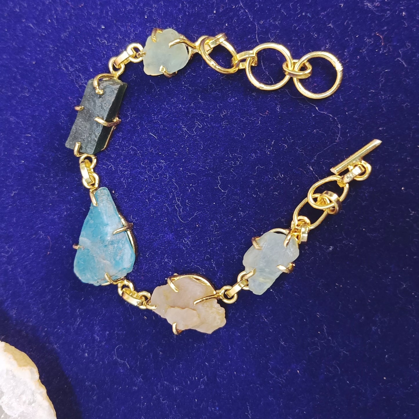 Mixed Raw Stone Bracelet (Gold-Plated Brass)